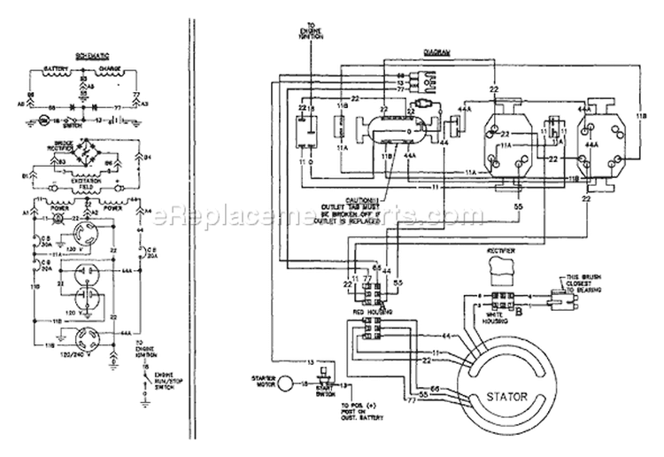 Page D Diagram and Parts List for 9079-0 V5000E Briggs and Stratton Generator